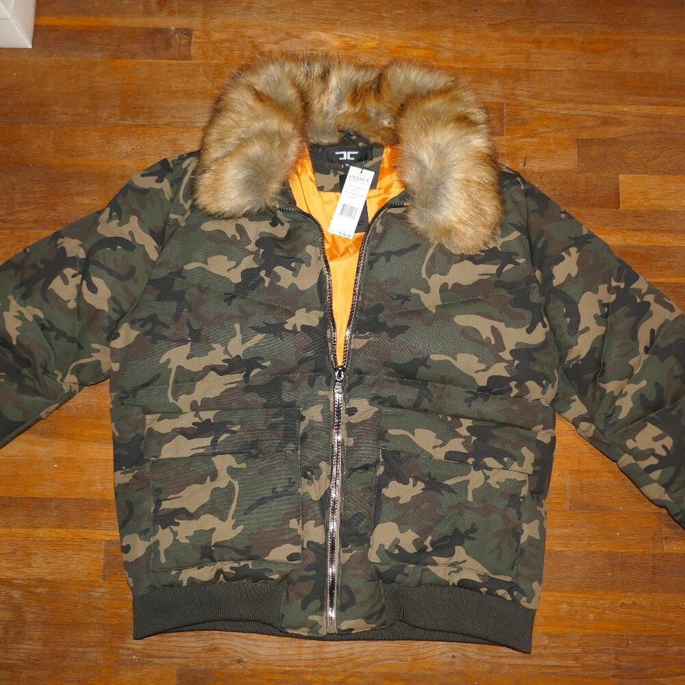 MENS XL JORDAN CRAIG FLATBUSH BOMBER JACKET WOODLAND CAMO COAT BOMBER